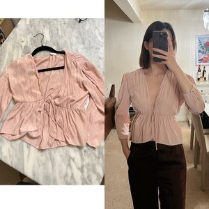 NWOT Aritzia Wilfred flowy cropped blouse